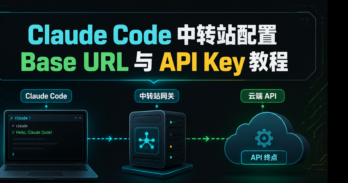Claude Code 中转站配置 Base URL 与 API Key 教程封面