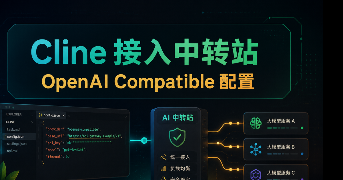Cline 接入中转站,OpenAI Compatible 配置文章封面