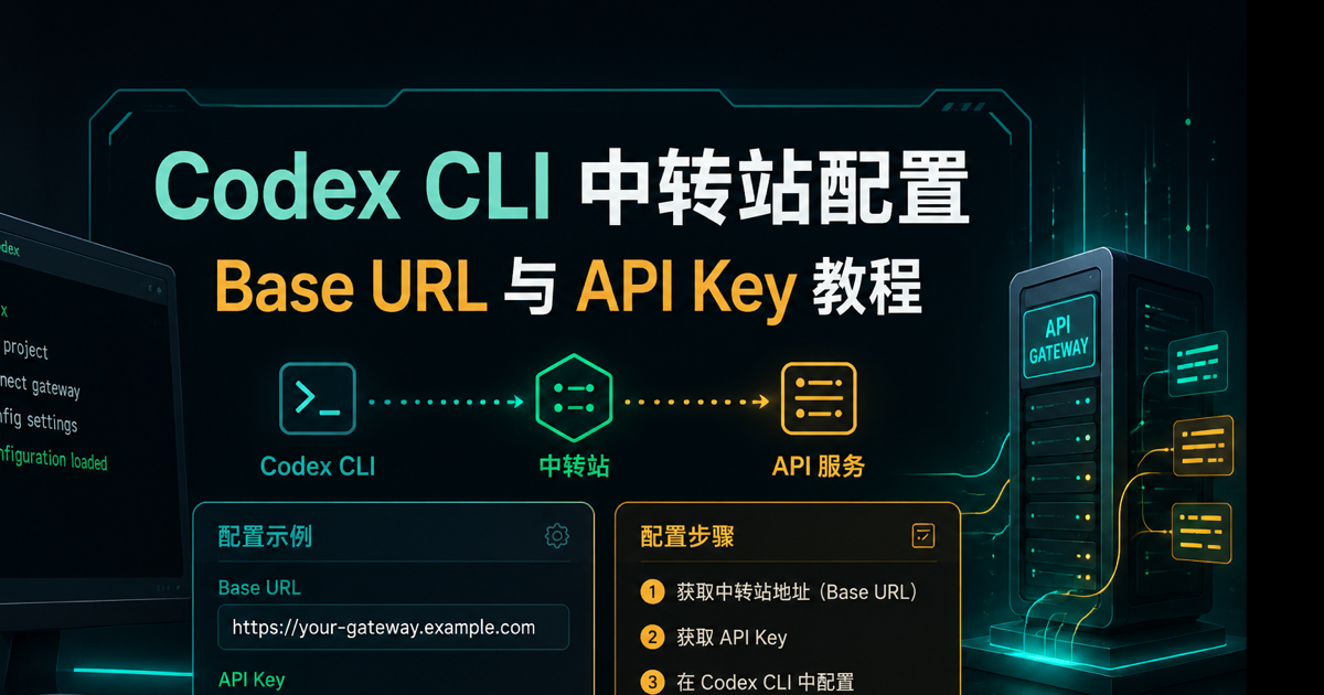 Codex CLI 中转站配置,Base URL 与 API Key 教程文章封面