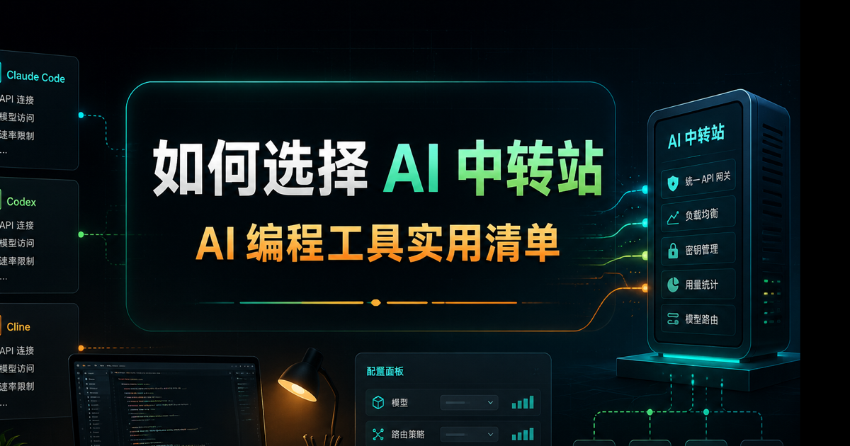 如何选择 AI 中转站,AI 编程工具实用清单文章封面