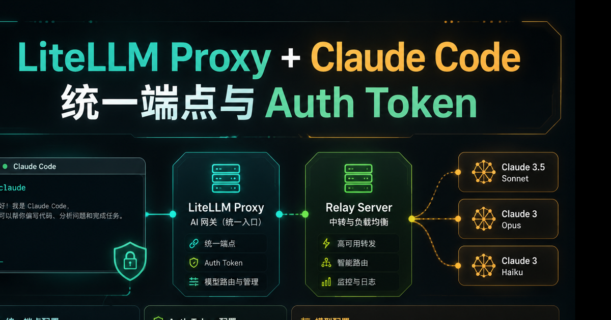 LiteLLM Proxy + Claude Code,统一端点与 Auth Token文章封面