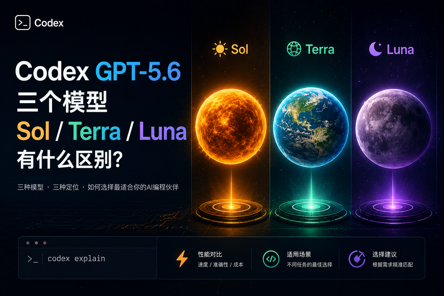 Codex GPT 5.6 Sol Terra Luna differences